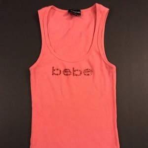 Bebe Ribbed Tank Sparkle Logo